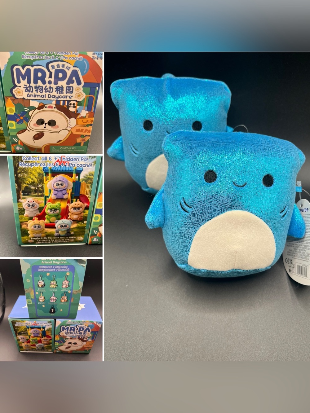 🔥NWT Squishmallows 5” Nitro Sparkle Sharks & 3 Sealed Mr. Pa Mystery Boxes Lot